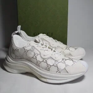 Gucci | Shoes | Nwb Gucci Run White Gg Crystal Sneakers Lace  display picture 1